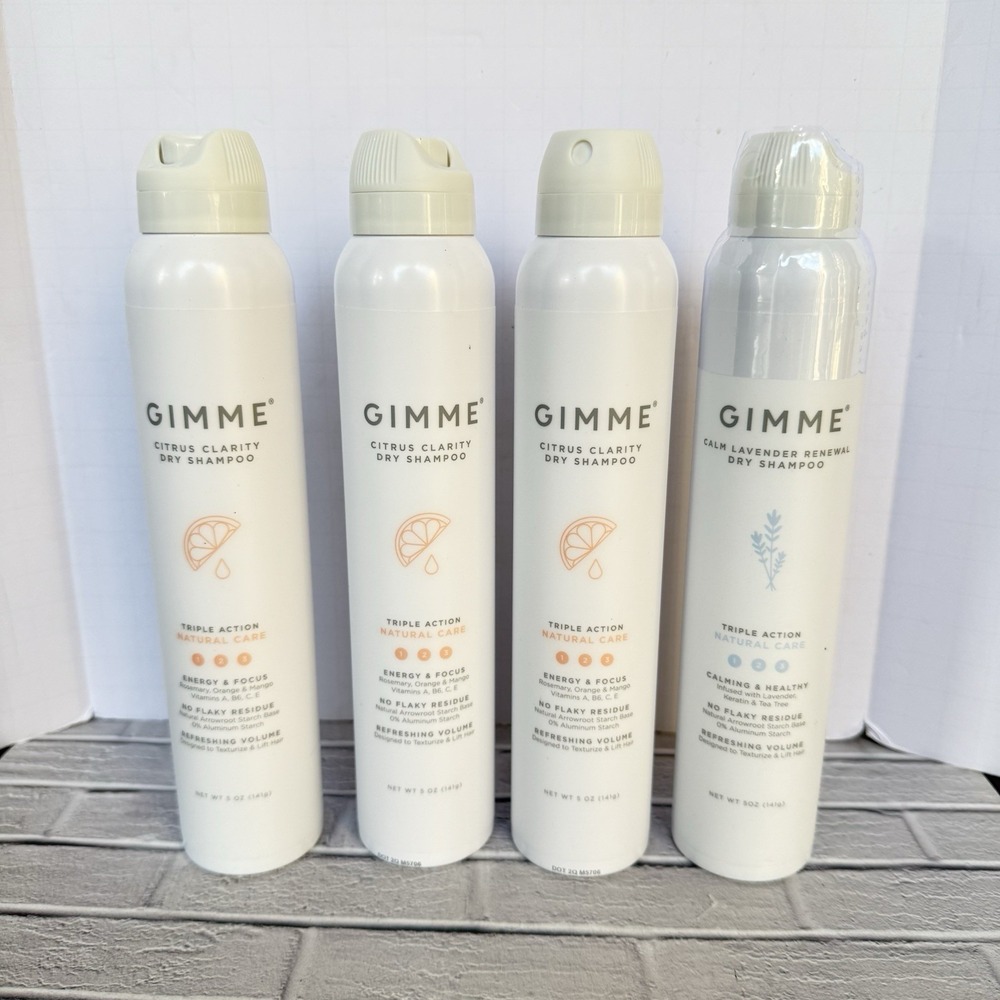 GIMME DRY SHAMPOO 4 Pack 3 Citrus Clarity 1 Calm Lavender Renewal New 5 Oz Each
